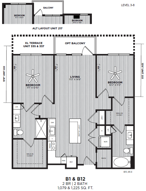 A black and white image of a floor plan for an apartment.